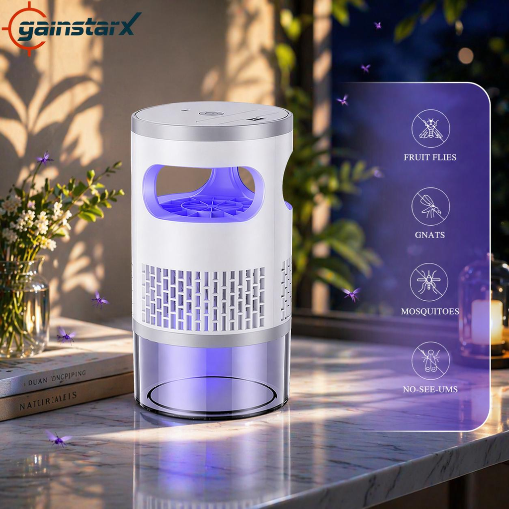 Gainstarx Indoor Flying Insect Trap with UV Light and Suction Fan, Plug-In Bug Catcher for Home, Kitchen, Bedroom and Office