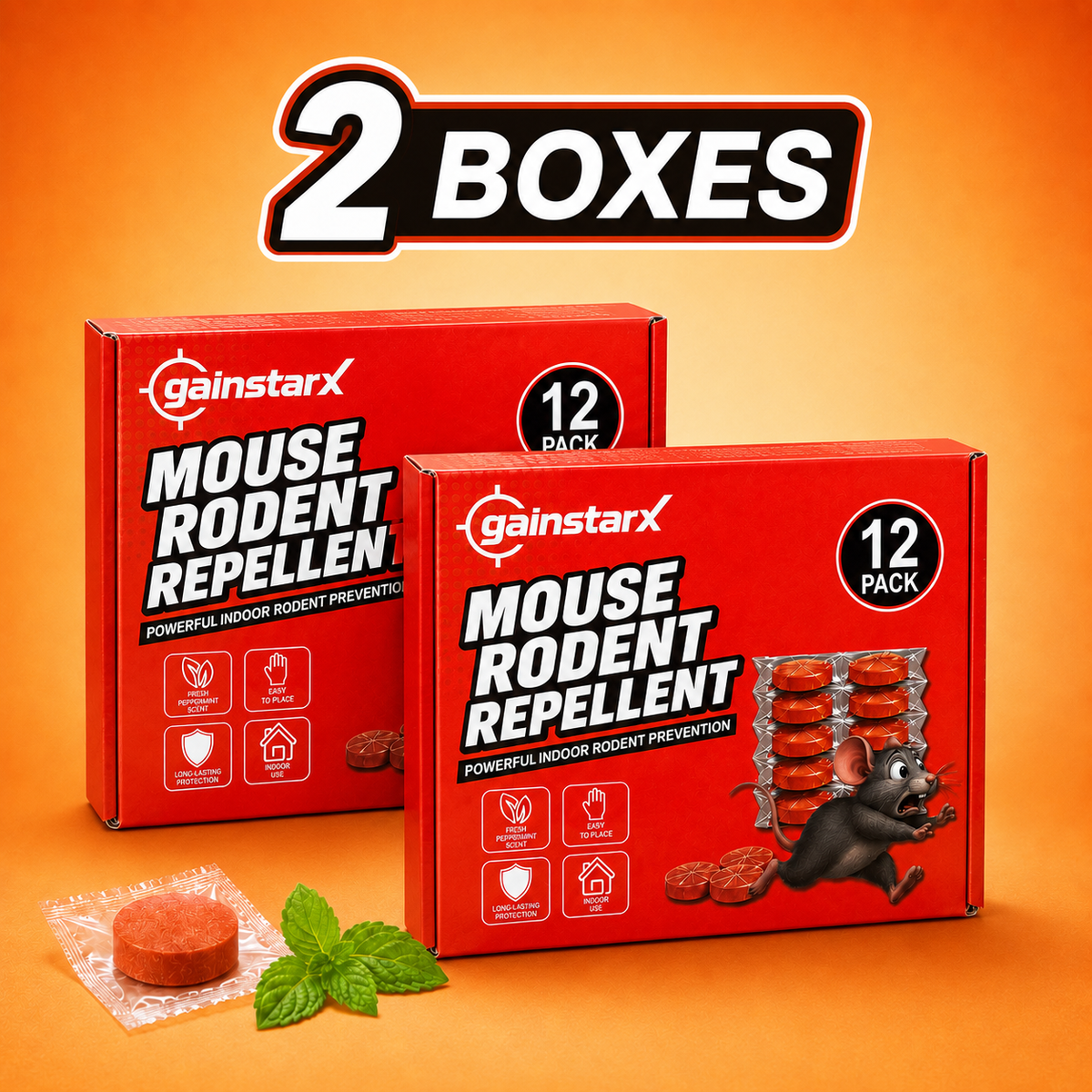 Gainstarx 12 Pack Upgraded Large 25g Each Peppermint Oil Rodent Repellent Balls for Home Kitchen Garage Pantry and Indoor Spaces Mouse and Rat Deterrent