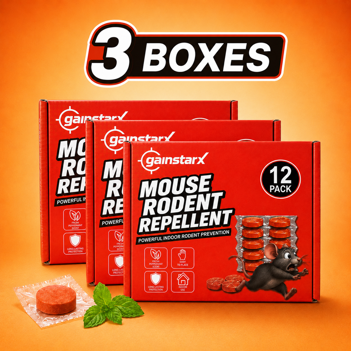 Gainstarx 12 Pack Upgraded Large 25g Each Peppermint Oil Rodent Repellent Balls for Home Kitchen Garage Pantry and Indoor Spaces Mouse and Rat Deterrent