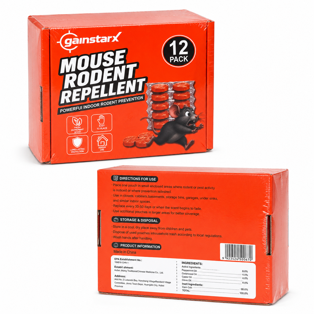 Gainstarx 12 Pack Upgraded Large 25g Each Peppermint Oil Rodent Repellent Balls for Home Kitchen Garage Pantry and Indoor Spaces Mouse and Rat Deterrent