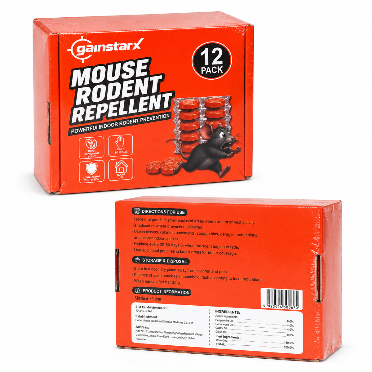 Gainstarx 12 Pack Upgraded Large 25g Each Peppermint Oil Rodent Repellent Balls for Home Kitchen Garage Pantry and Indoor Spaces Mouse and Rat Deterrent